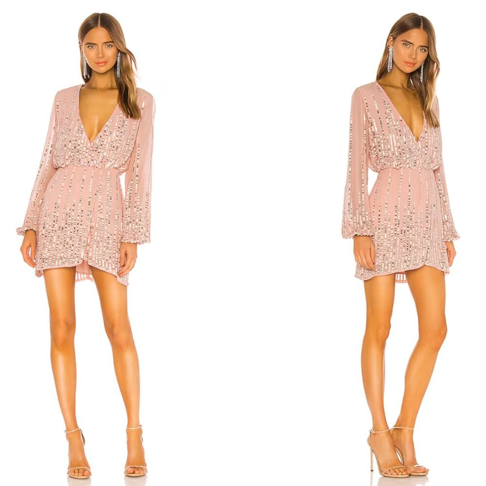 NWT Lovers and Friends Poppy Sequin Mini Dress in Blush